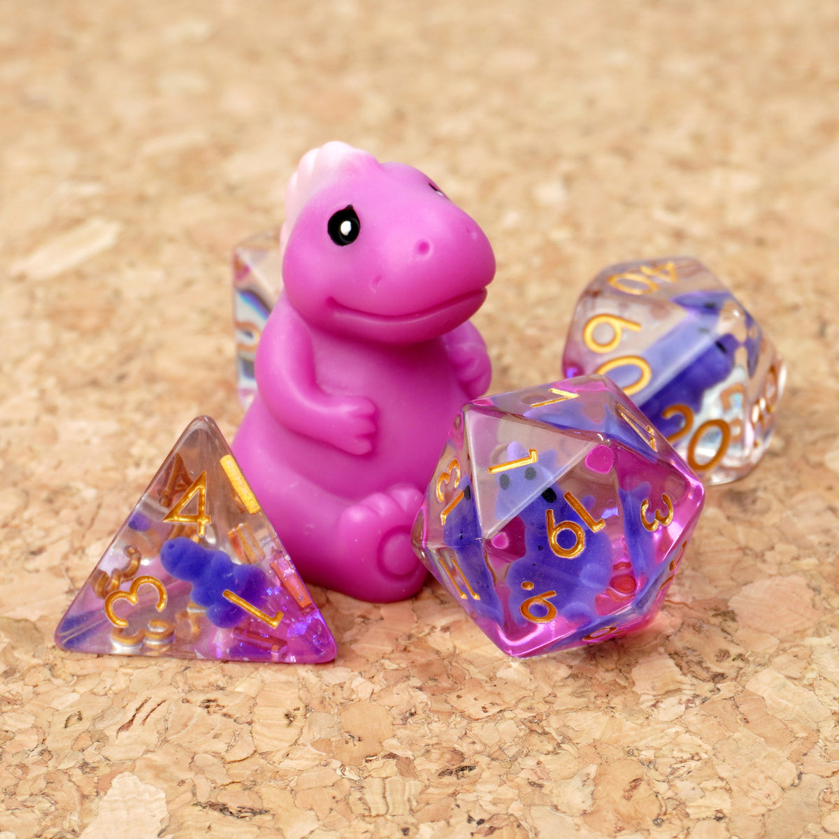 Tino il T-rex viola - Purple t-rex dice set