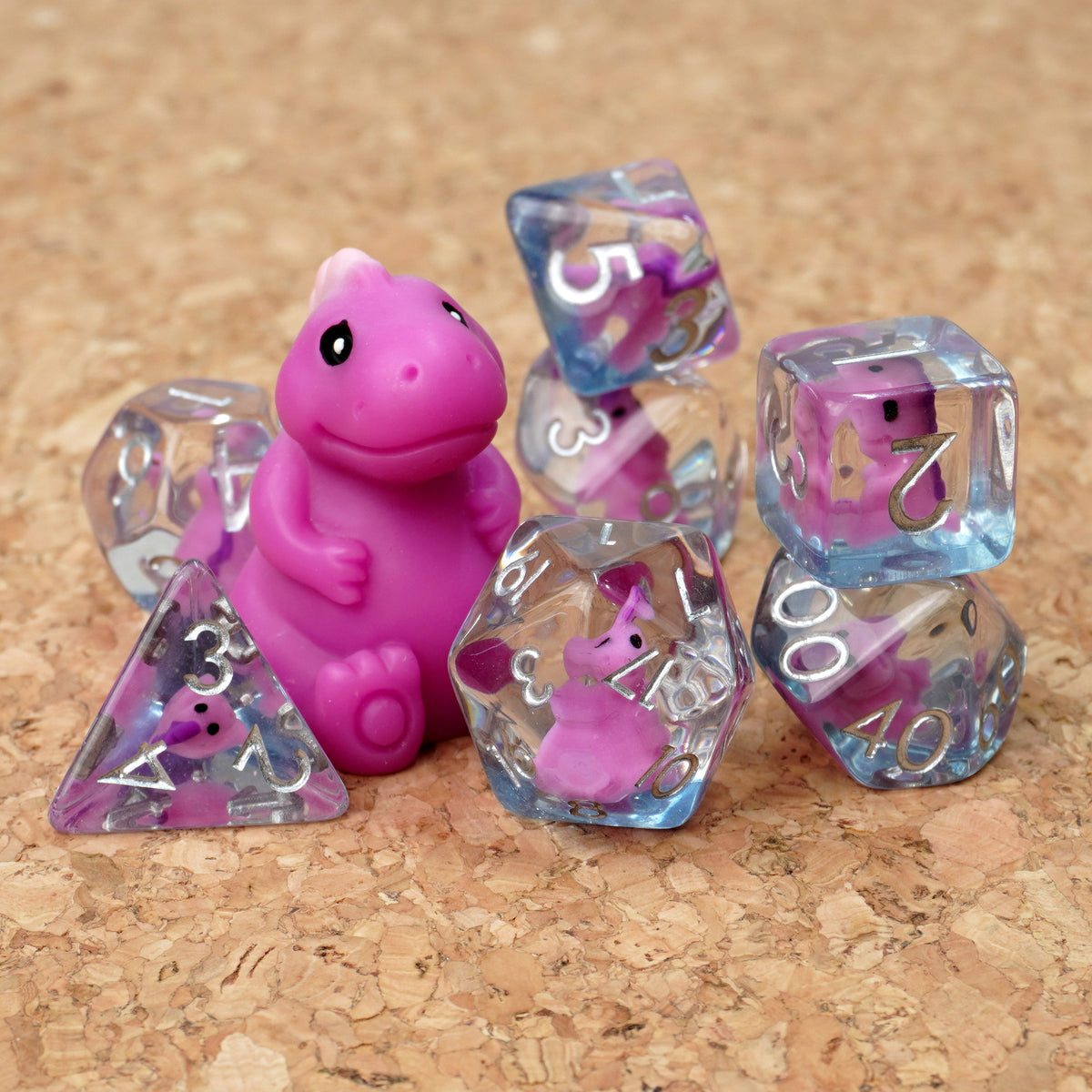 Pink T-rex Dice set