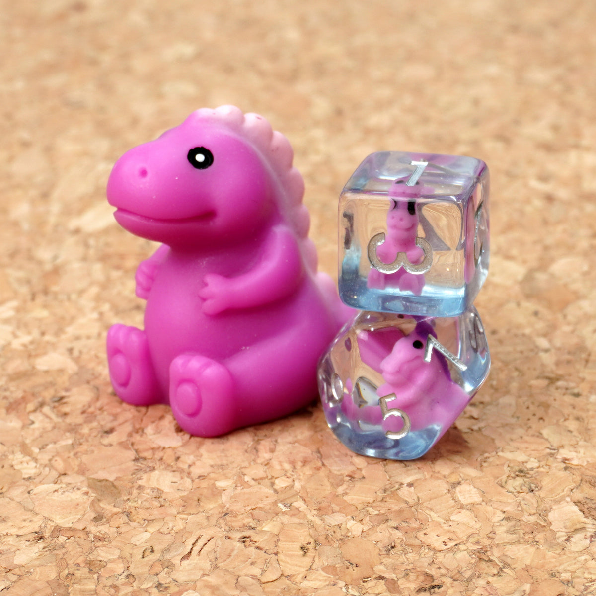 Pink T-rex Dice set