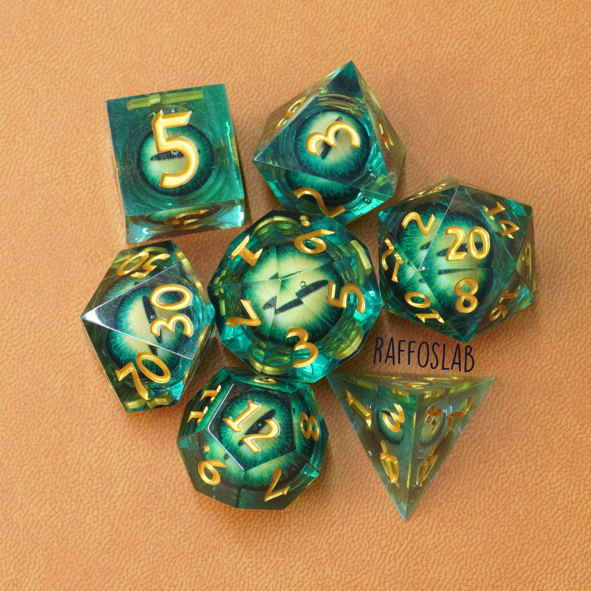 Green Dragon EYE - Liquid Core dice set