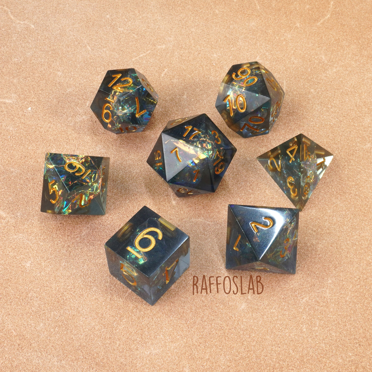 Trapped Fulgurite - set dadi sharp