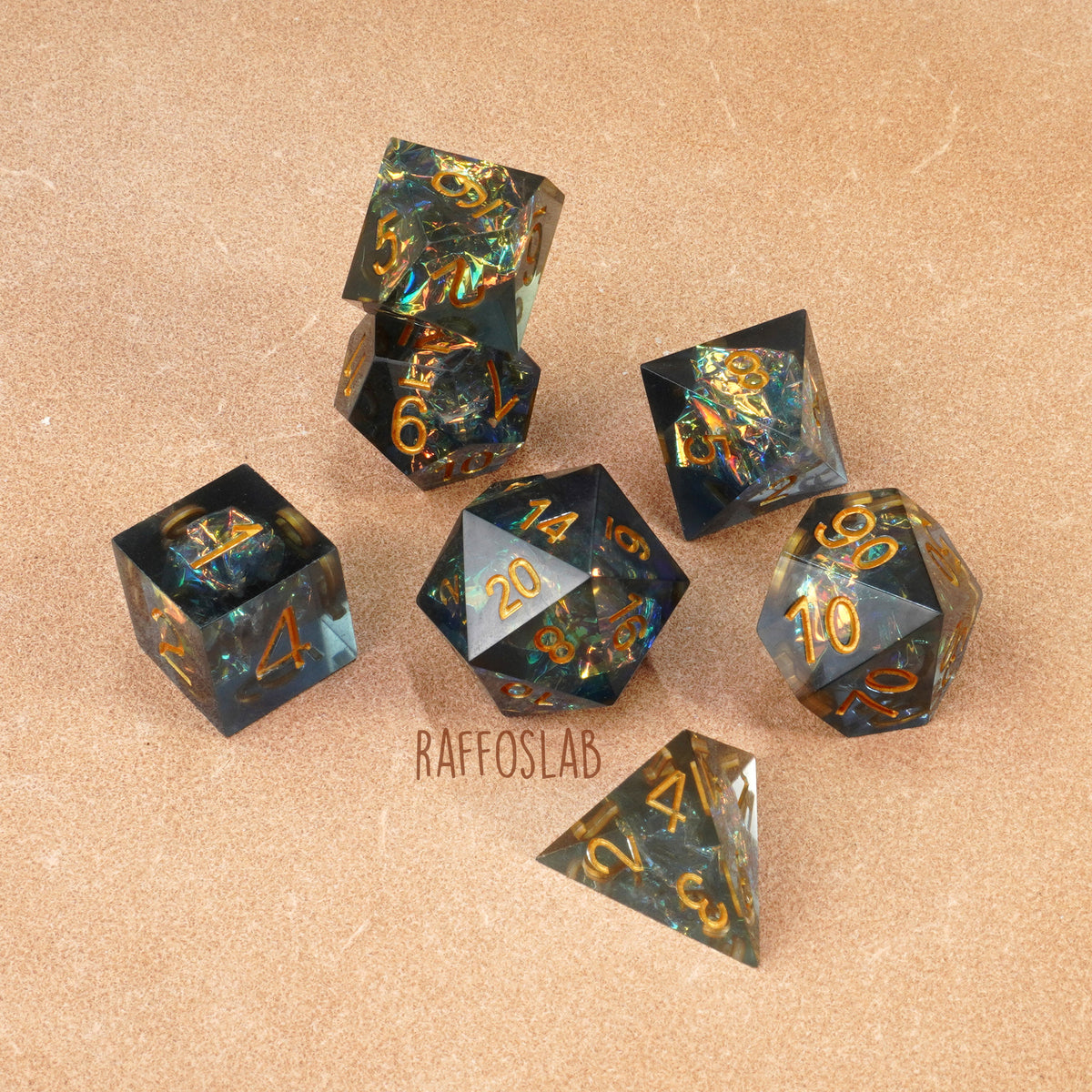 Trapped Fulgurite - set dadi sharp