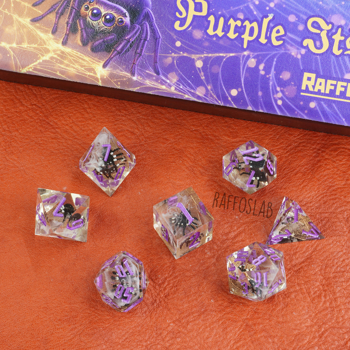 Purple Itsy Spider- set dadi sharp